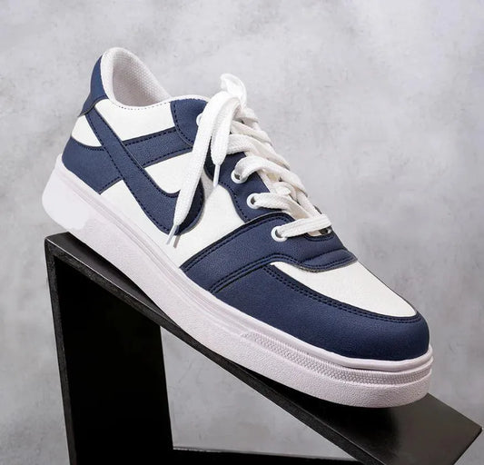 Men's Rexine Fancy Sneakers Blue White Comfortable Daily Wear