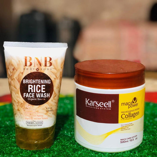 Brightening Rice Face Wash & Maca Hair Mask Bundle