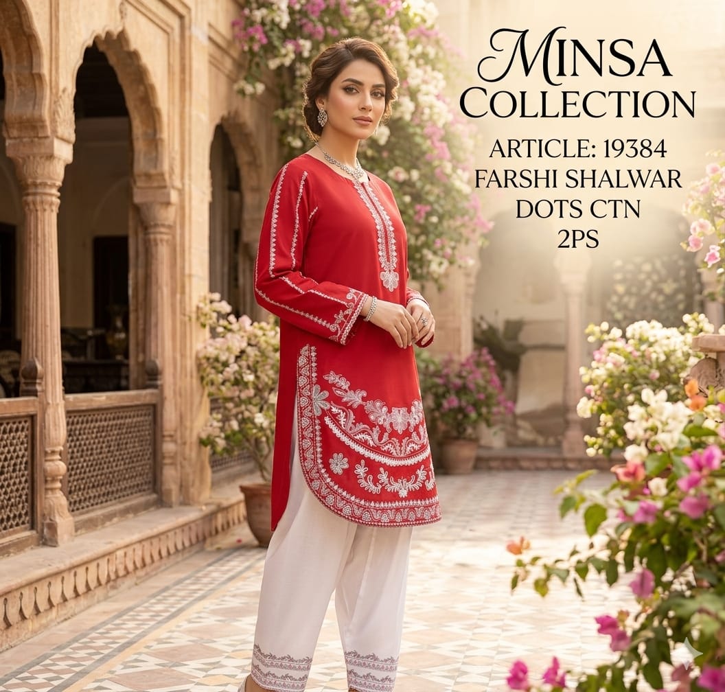Minsa Collection Premium Dots Cotton Farshi Shalwar 2 Piece