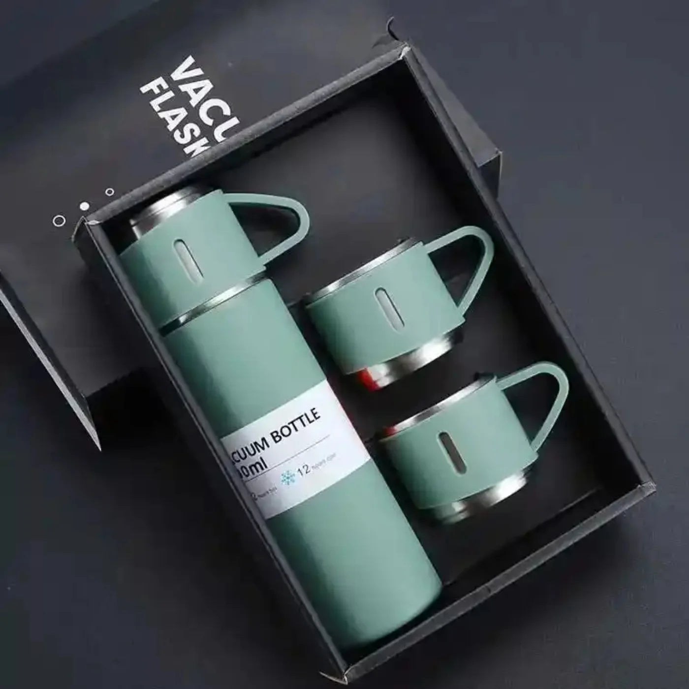 3 Cup 500ML Double-Layer Stainless Steel Vacuum Flask Set | Hot & Cold | Travel Thermos Durable Insulated Stainless Steel Flask SKU: Ho-47-00-00-473