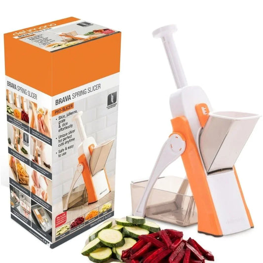 Brava Spring Vegetable Slicer Chopper | Manual Mandoline Cutter Grinder | Multi-Function Fruit & Vegetable Slicer Multi-functional manual slicer for quick and easy food preparation SKU: Ho-79-00-00-794
