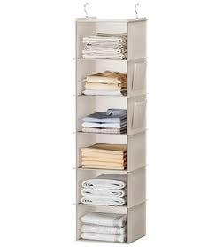 5 Shelf Clothes Hanging Organizer | Foldable Wardrobe Section Storage | Durable Fabric & Plastic