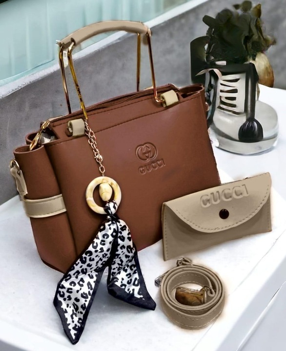 Ladies Handbag With Match Small Pouch Elegant Design Premium Quality - Black