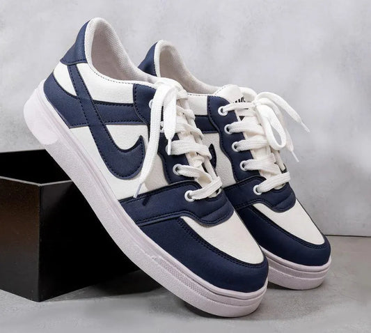 Men's Rexine Fancy Sneakers Blue White Comfortable Daily Wear