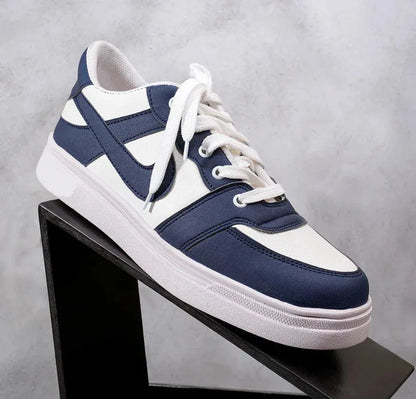 Men's Rexine Fancy Sneakers Blue White Comfortable Daily Wear