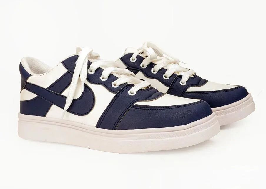 Men's Rexine Fancy Sneakers Blue White Comfortable Daily Wear