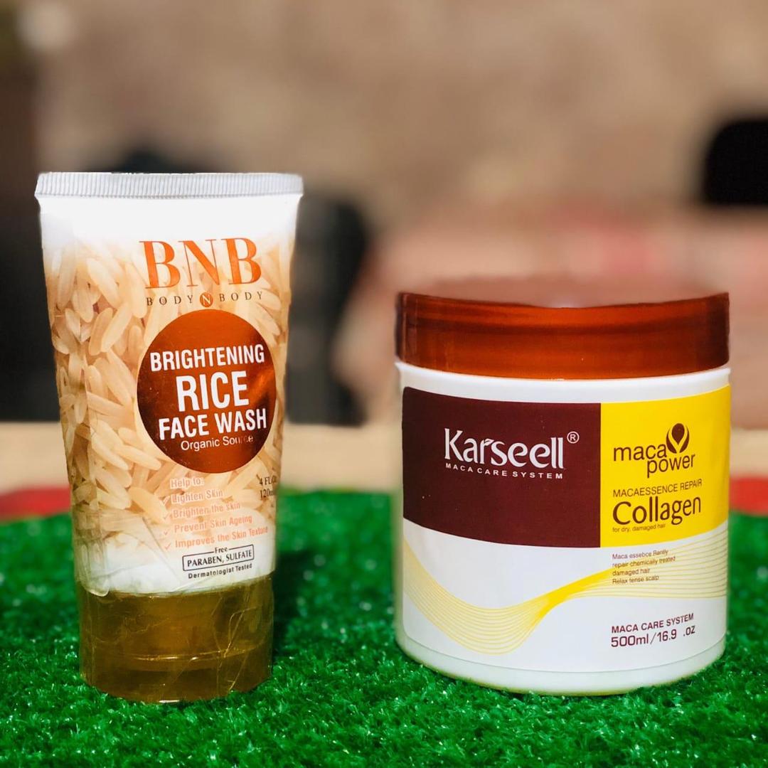 Brightening Rice Face Wash & Maca Hair Mask Bundle