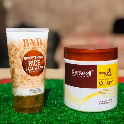Brightening Rice Face Wash & Maca Hair Mask Bundle