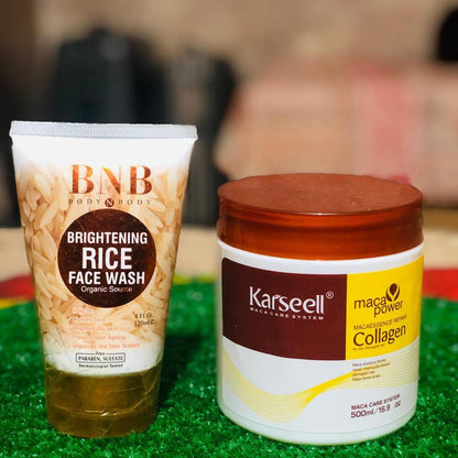 Brightening Rice Face Wash & Maca Hair Mask Bundle