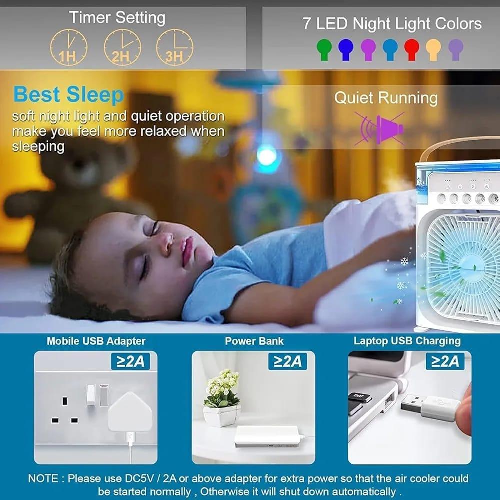 Portable Mini Air Cooler USB Rechargeable White