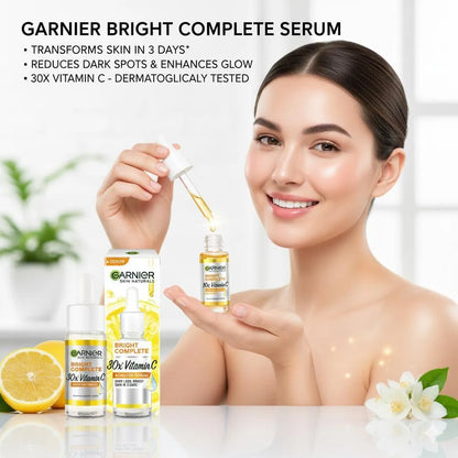 Garnier 30x Vitamin C Serum 30ml Bright Spot-Less Skin for All Skin Types
