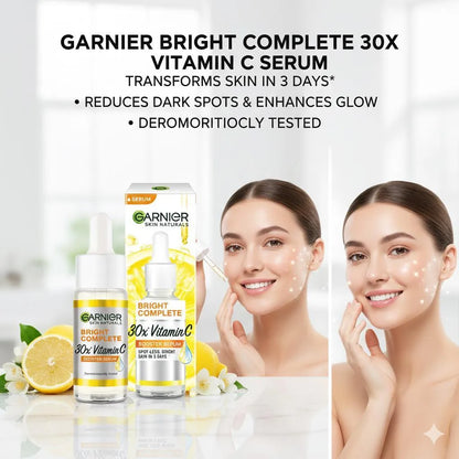 Garnier 30x Vitamin C Serum 30ml Bright Spot-Less Skin for All Skin Types