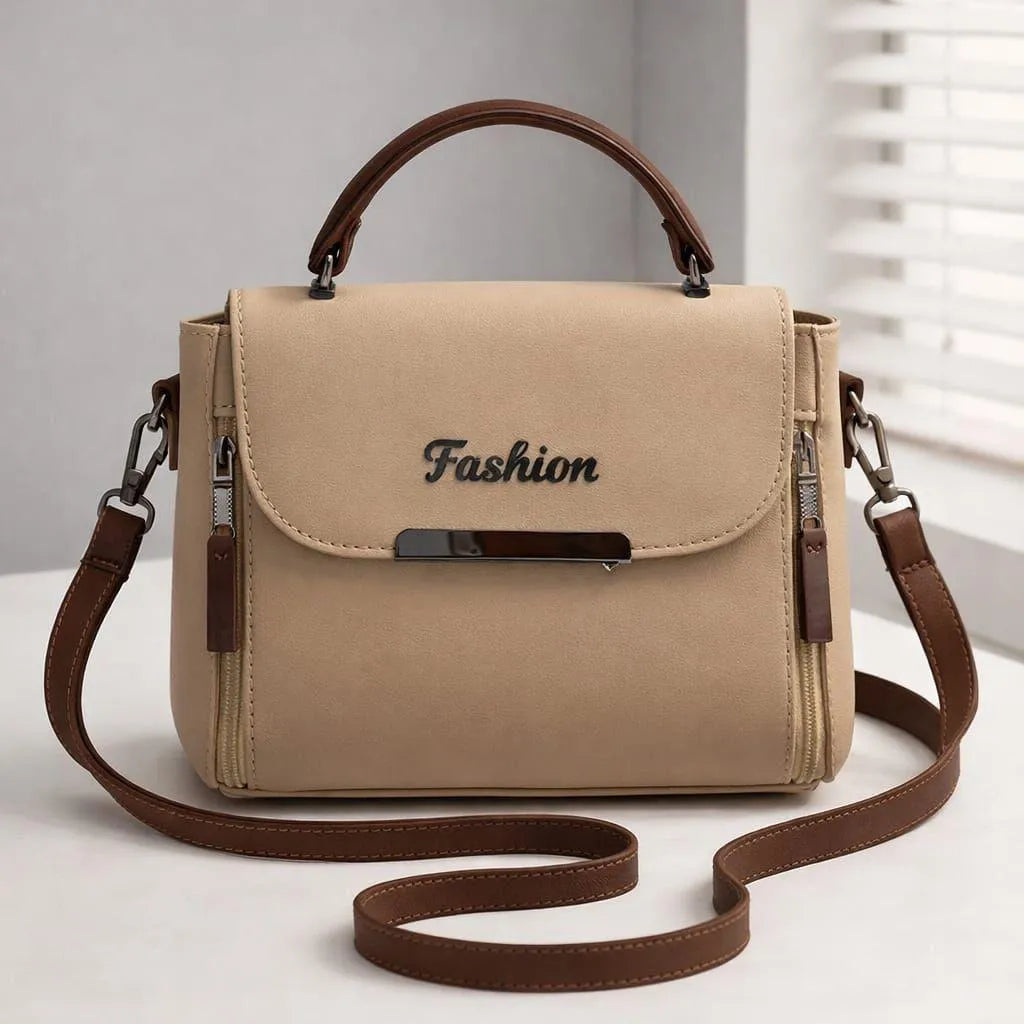 Beige Leather Crossbody Bag for Girls