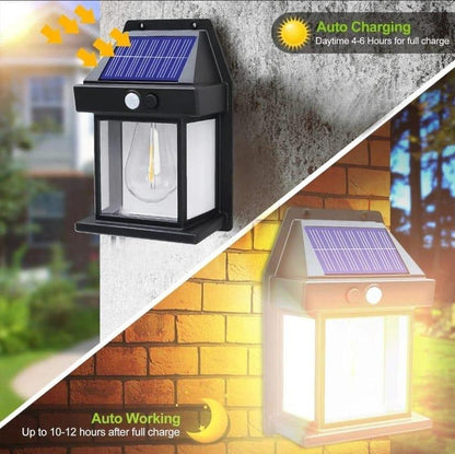 Solar Motion Sensor Lamp Black White ABS Weather Resistant