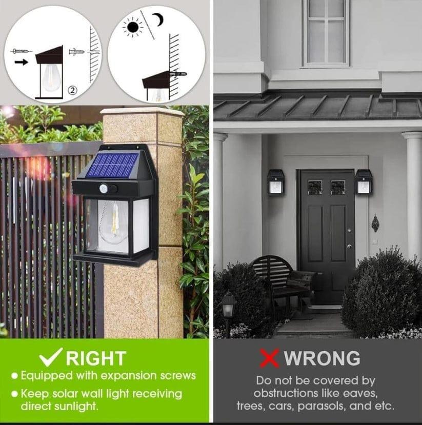 Solar Motion Sensor Lamp Black White ABS Weather Resistant