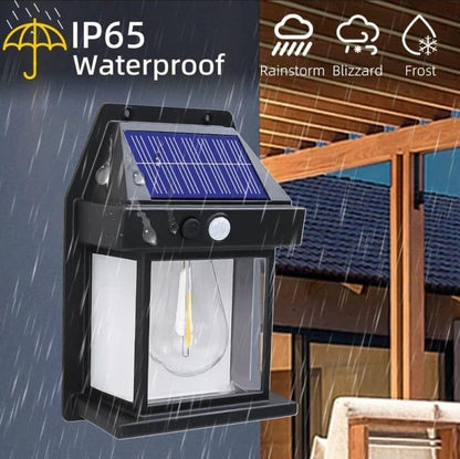 Solar Motion Sensor Lamp Black White ABS Weather Resistant