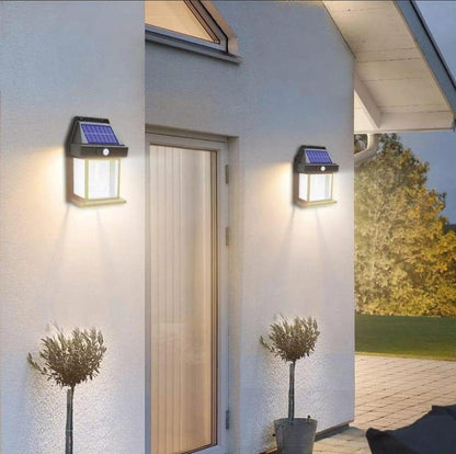 Solar Motion Sensor Lamp Black White ABS Weather Resistant