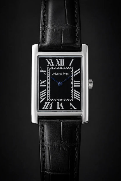 Men's Rectangular Watch with Roman Numeral Dial