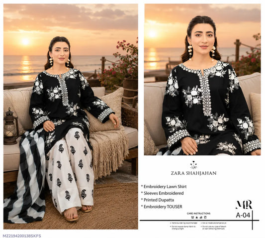 3 Pcs Women's Unstitched Embroidered Suit