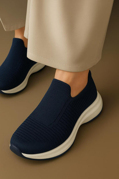 Men's Blue Knit Slip-On Walking Shoes