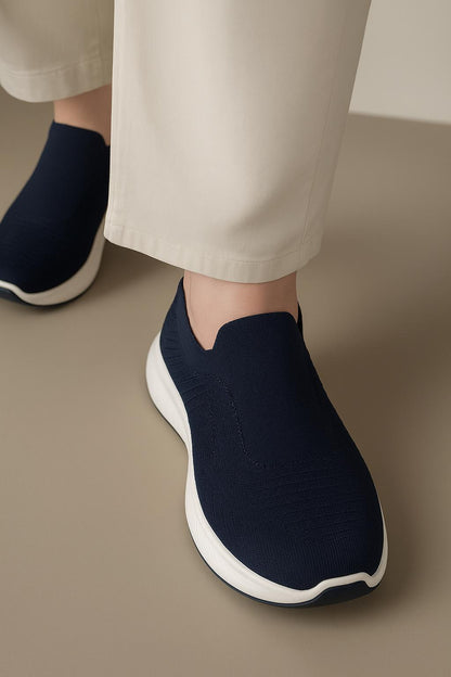 Men's Blue Knit Slip-On Walking Shoes