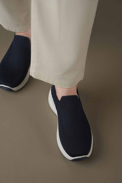 Men's Blue Knit Slip-On Walking Shoes