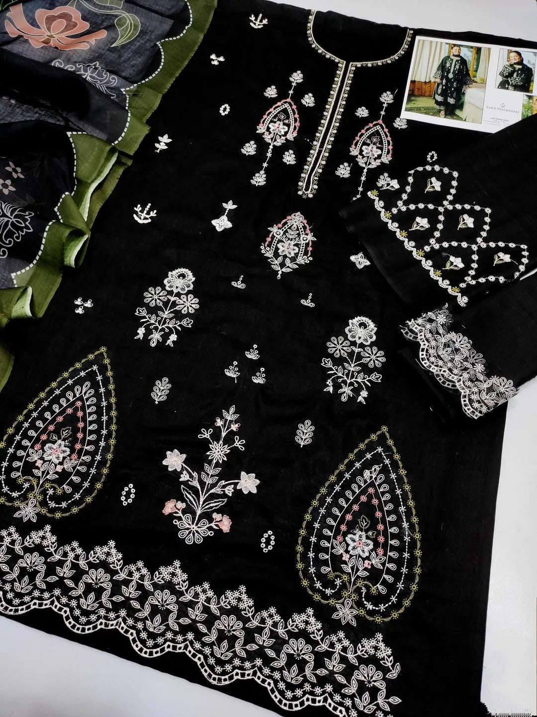 Black Embroidered Kurta Set for Women