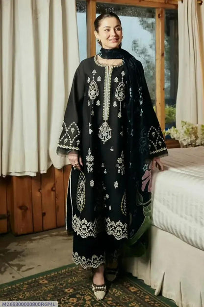 Black Embroidered Kurta Set for Women