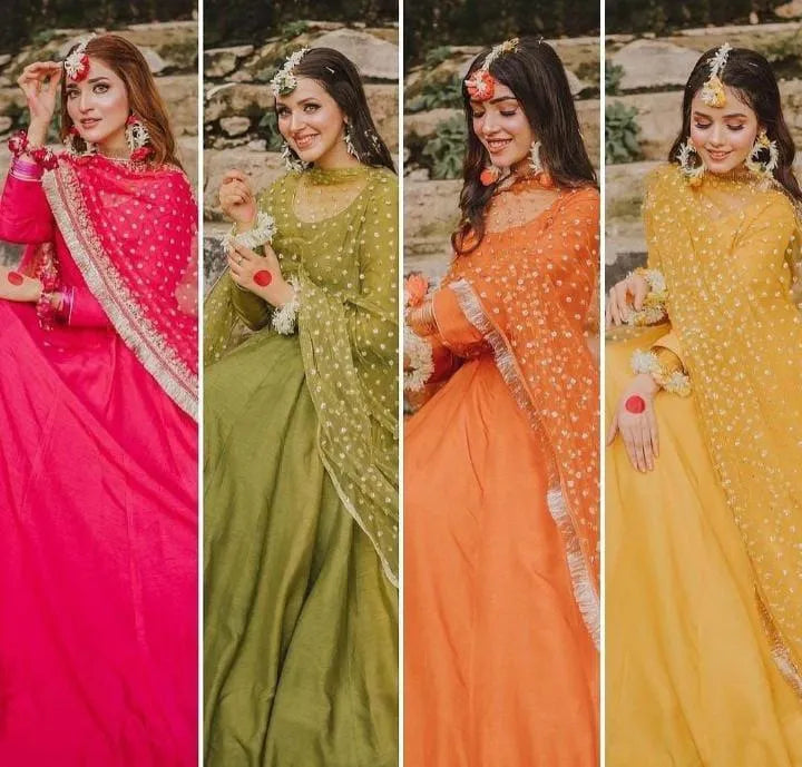 Pink Embroidered Silk 3 Pcs Maxi Suit Set