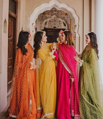 Pink Embroidered Silk 3 Pcs Maxi Suit Set