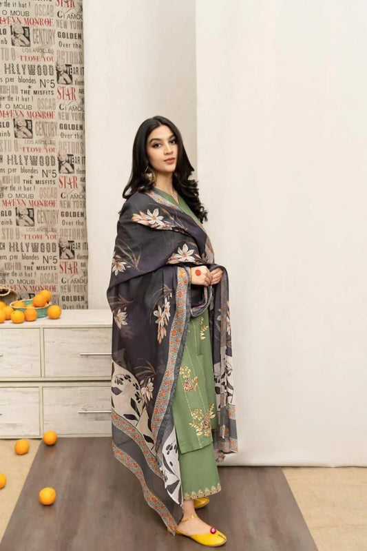 3-Piece Embroidered Lawn Suit for Women Eid Wedding Party Wear