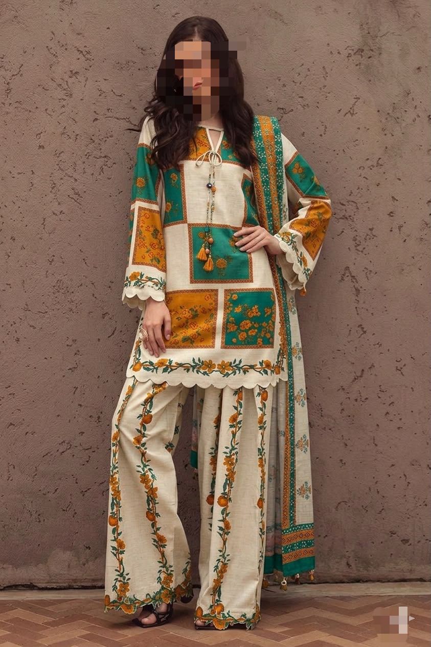 "Black Embroidered Patchwork Pakistani 3 Piece Suit