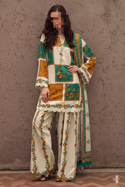 "Black Embroidered Patchwork Pakistani 3 Piece Suit