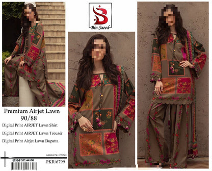 "Black Embroidered Patchwork Pakistani 3 Piece Suit