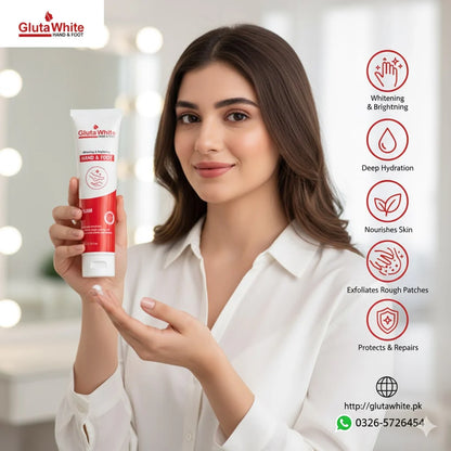 Gluta White Hand & Foot Whitening Cream 100ml | Best Whitening, Moisturizing & Brightening