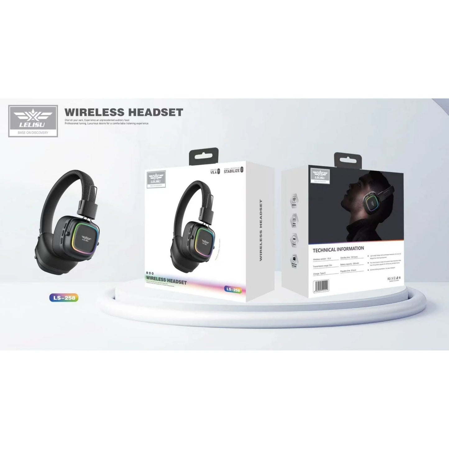 Lelisu LS-253 Wireless Headphones | Bluetooth Over-Ear Headset with Type-C Charging
